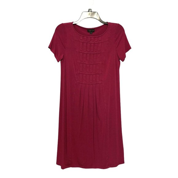 J. Jill Wearever Collection Womens XS Claret Burgundy Pleated Front A-Line Dress - Picture 1 of 9